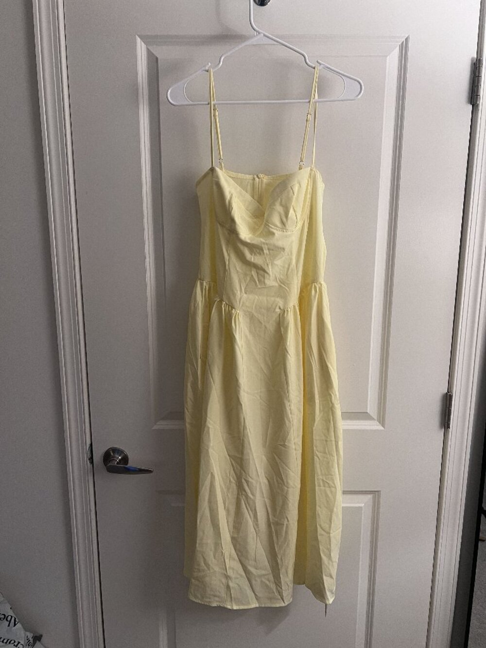 NWT RIHOAS Light Yellow Bustier Corset Midi Sundress - Size M